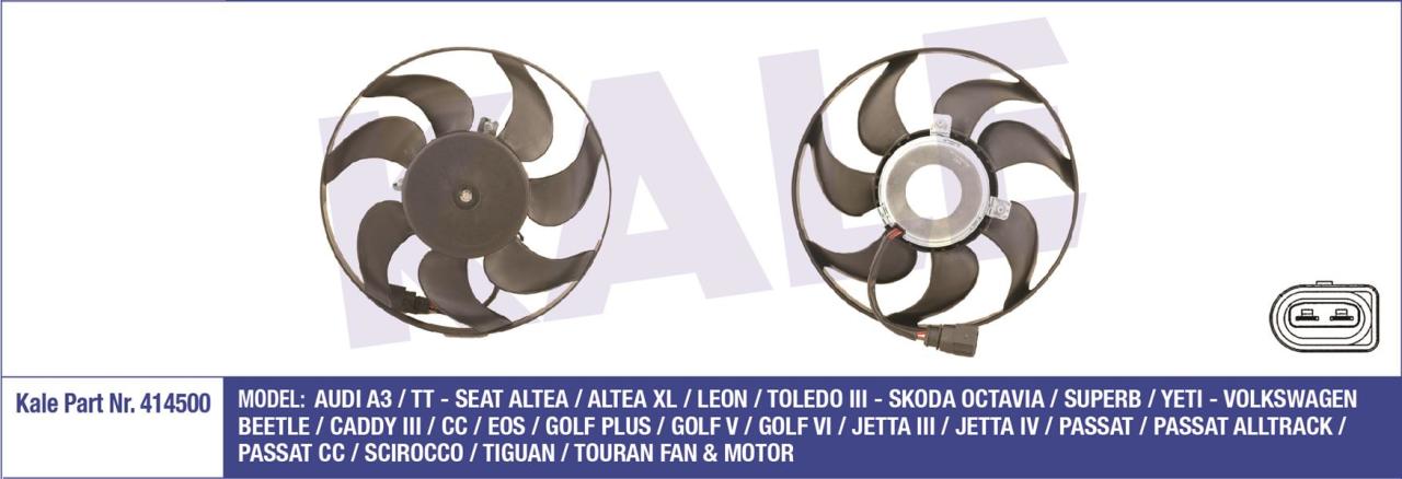 FAN MOTORU DAVLUMBAZLI SAĞ CADDY 3-GOLF 5-VI-PLUS-JETTA 3-4-PASSAT-SCIROCCO-TOURAN 200W-295mm