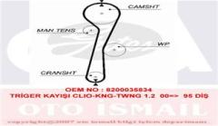 TRİGER KAYIŞI 095x234 RENAULT CLIO KANGO MODUS TWINGO 1.2 16V DACIA SANDERO NISSAN 1.2 CT1045