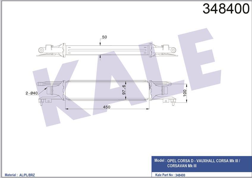 TURBO RADYATÖRÜ INTERCOOLER CORSA D AL/PL/BRZ 450x97x52