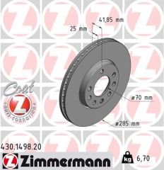 ÖN FREN AYNASI VECTRA C 02 SIGNUM 03 SAAB 9.3 02 CROMA 05 285x25x5DLxHAVALI 46844071-51819733