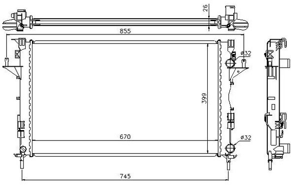 RADYATÖR LAGUNA 2 1.6-1.8-2.0-1.9 DCI AC MEK OTOM 670x399x26 2 SIRA AL SİSTEM 63813