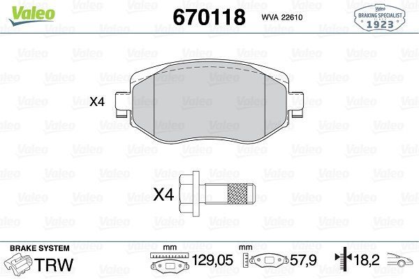 ÖN FREN BALATASI RENAULT MEGANE 4 15 TÜM MOTOR TİPLERİ G:129MM Y:58.4 MM K:18MM FTE KIRMIZI KUTU