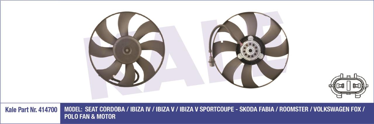 FAN MOTORU DAVLUMBAZLI POLO 05-09 -CORDOBA-IBIZA 02-09 -FABIA 03-08 1.4TDI 250-60W 394mm