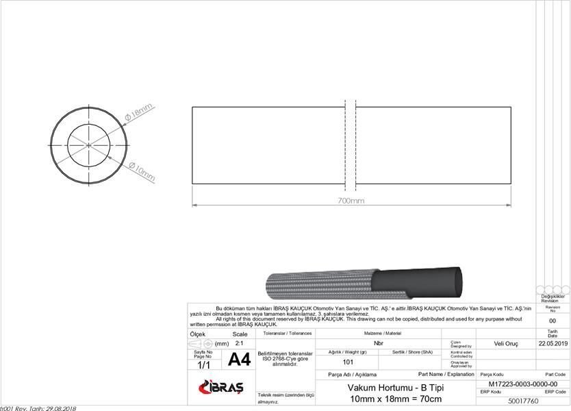 VAKUM HORTUMU 10mmx70cm J9 PREMIER
