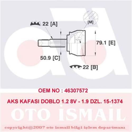 x AKS KAFASI DIŞ DOBLO 1.2 8V-1.4-1.6 16V-1.9D 01 ABS SİZ 15-1374