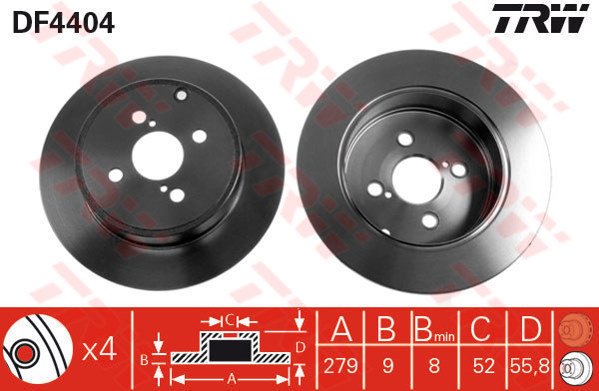 ARKA FREN DİSKİ COROLLA 1.4 D 07/04 2.0 D-4D 1.02 279x9x4DL