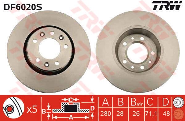 ÖN FREN DİSKİ EXPERT-JUMPY-SCUDO-PROACE 07 280x28x5 HAVALI ABS SIZ ARAÇLAR İÇİN