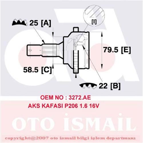 x AKS KAFASI DIŞ P206 1.6 16V 00