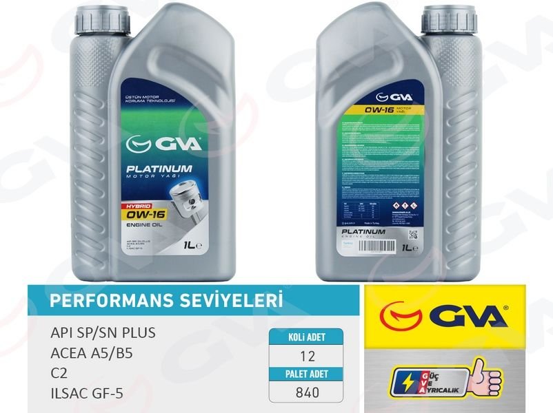 MOTOR YAĞI 1 LT 0W16 TAM SENTETİK API SP / SN-PLUS ILSAC GF-6B HIBRIT ARAÇLAR İÇİN