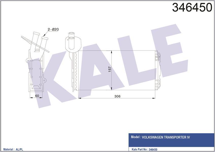KALORİFER RADYATÖRÜ VW TRANSPORTER T4 1.9D-TD-2.0D-2.4D-2.5D-TD ARKA 306x157x42 AC /-