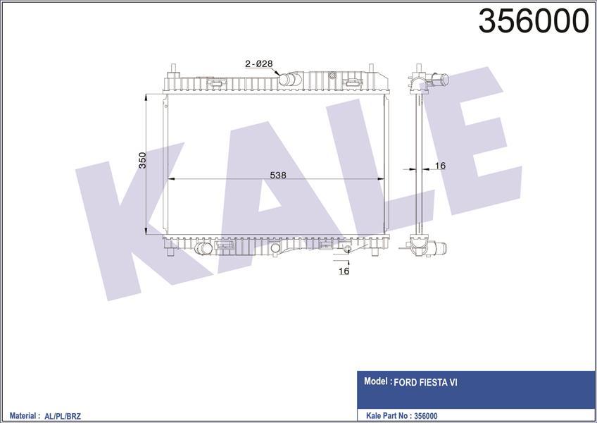 MOTOR RADYATORU FIESTA CB1 08 12 VI 08 1.4 EFI AT 1.4 1.6 OTOMATIK ŞANZIMAN 350 538 16