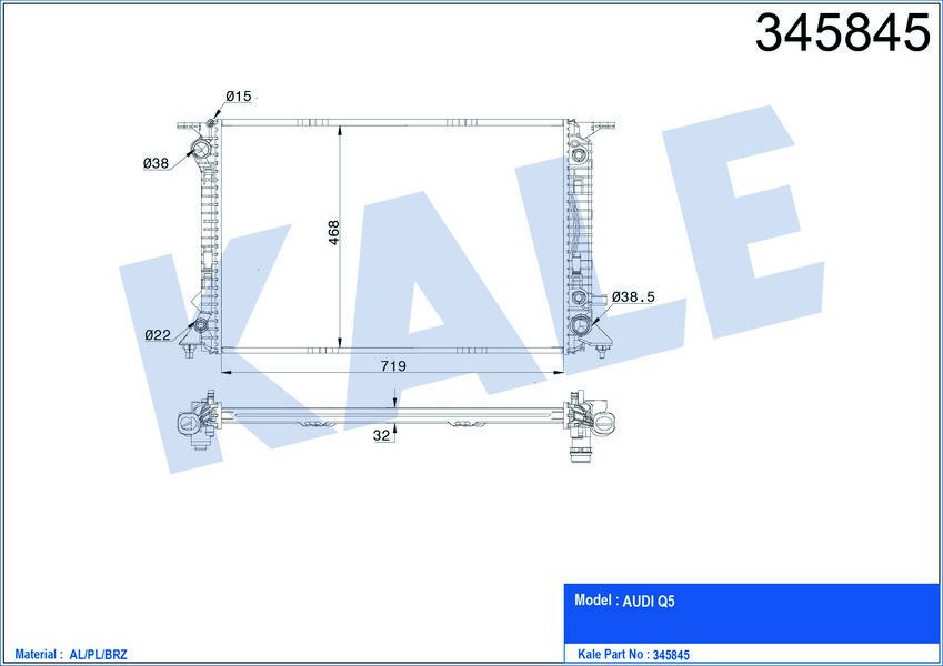 RADYATÖR Q5 3.0 TDİ guattro 08 720x470x32 AC /- MEK OTOM AL/PL/BRZ