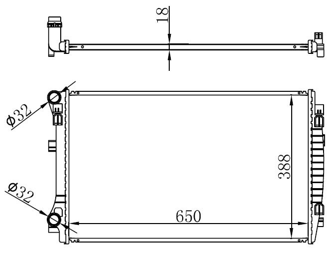 RADYATÖR BRAZİNG GOLF VII-A3 1.2-1.4-1.6TDİ 12 MEK 650x395x22