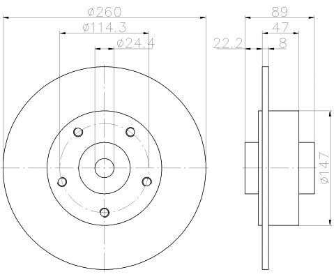 ARKA FREN AYNASI RULMANLI RENAULT MEGANE 3 09 FLUENCE 09 CLIO 4 12 SCENIC 3 09 260x8x5DELİK