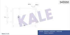 KLİMA KONDENSERİ SCENIC 1 99-03 1.4 16V-2.0 16V-1.9DCI F9Q.7.34 538x381x16 AL/AL