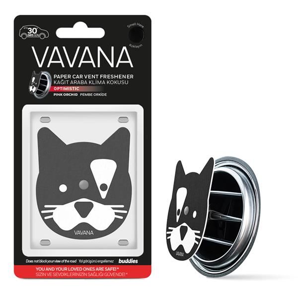 BUDDIES KAĞIT ARABA KLİMA KOKUSU KEDİ OPTIMISTIC-PEMBE ORKİD 10cm-2.5cm-19cm