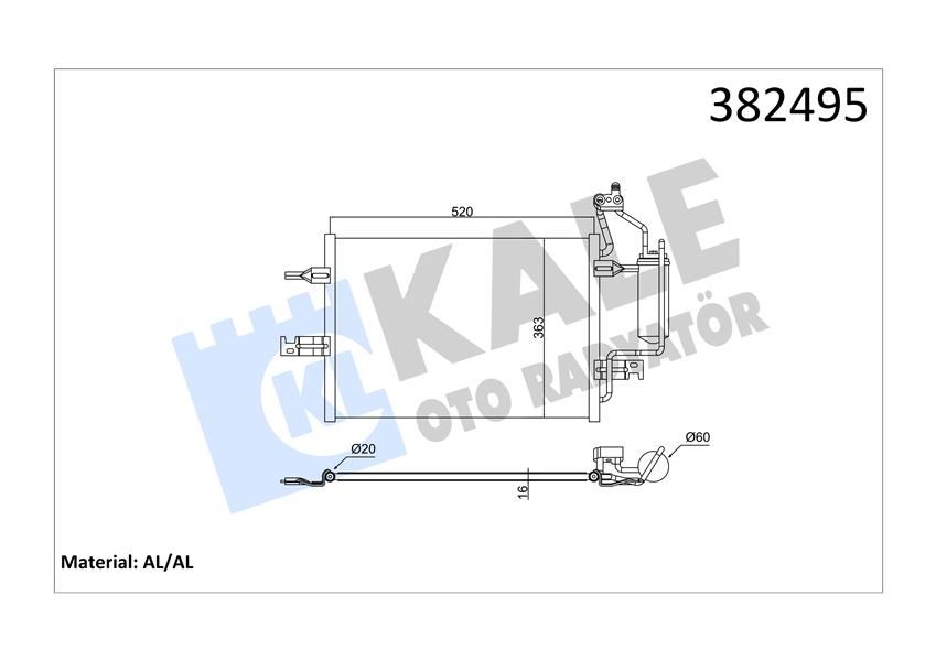 KLİMA RADYATÖRÜ OPEL MERIVA A MPV 1.6 1.4 16V 1.7 DTI 1.8 03-10 KURUTUCU İLE BRAZING AL-AL 520x363x16