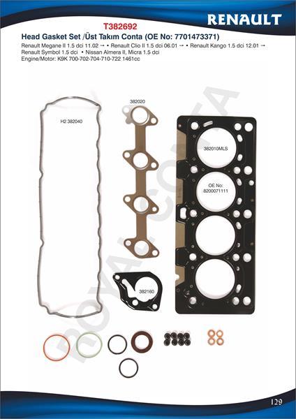 ÜST TAKIM CONTA CLIO-MEGANE-KANGOO 1.5 DCI K9K
