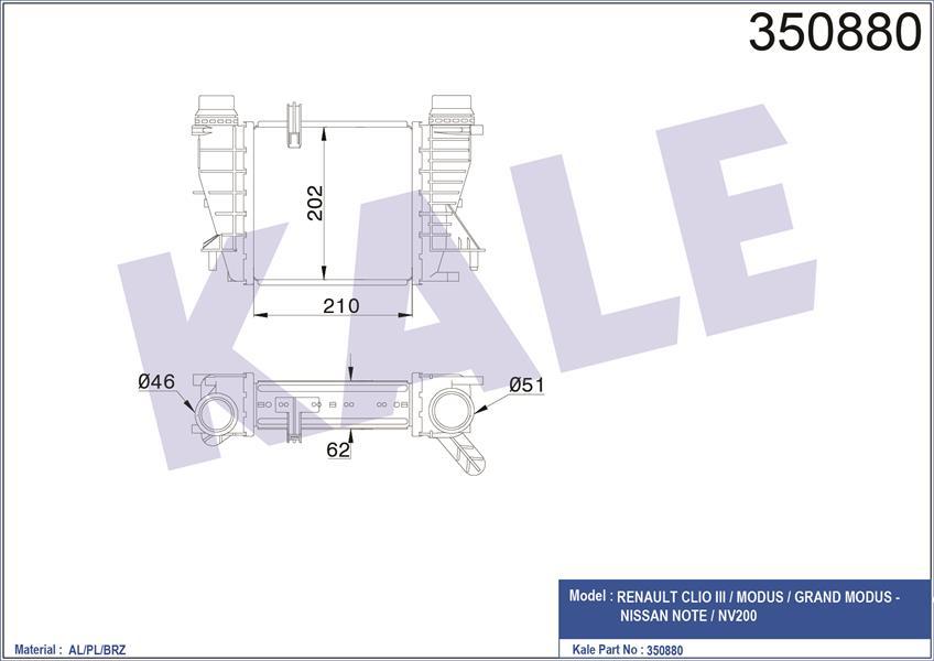 İNTERCOOLER AL/PL/BRZ CLIO 3-MODUS-GRAND MODUS-NOTE-NV200