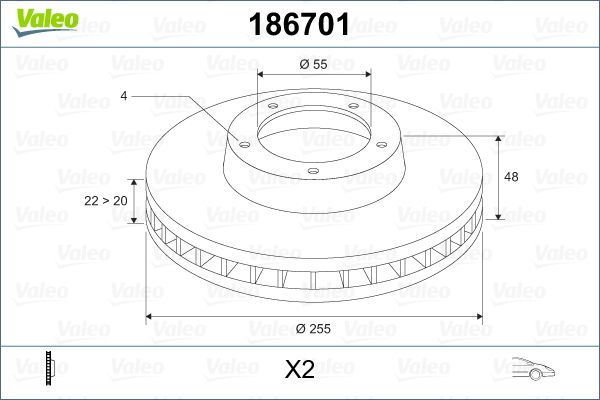 ÖN FREN AYNASI COROLLA 1.4 ie 16V 00-01 1.3 ie 16V 92-97 1.8 ie 16V 92-97 255x22x4DLxHAVALI
