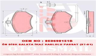 ÖN BALATA FİŞLİ KÜÇÜK TİP PASSAT-A4 97-04 GDB1366