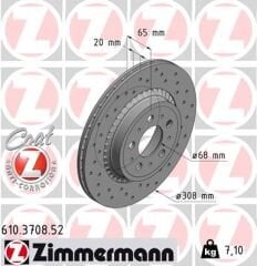 ARKA FREN AYNASI VOLVO XC90 2.5T-3.2AWD-D3-D5-T6 2002 2012 17 JANT 308x20x5DLxHAVALI DELİKLİ -986479320-DF4338