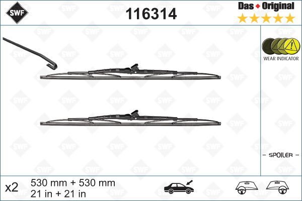 ÖN SİLECEK SÜPÜRGESİ TAKIM PASSAT VOLVO S70 V70 TRANSPORTER T4 530 530 mm