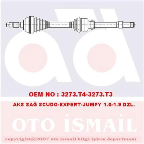 x AKS ÖN SAĞ SCUDO-EXPERT-JUMPY 1.6-1.9D 96 ABS Lİ 928mm/27diş/24diş