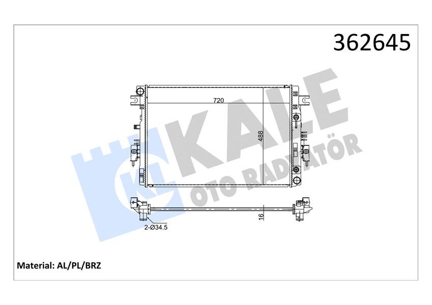 SU RADYATÖRÜ NISSAN NAVARA 2.3DCI 2015 QASHQAI 2 - RENAULT KADJAR BRAZING 720X488X16