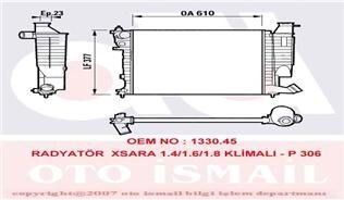 RADYATÖR AL/MKNK XSARA 1.4-1.6-1.8-2.0 98 >00-ZX92 >-PEUGEOT 306 1.4-1.6-1.8 97 >98