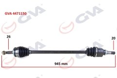 KOMPLE AKS SAĞ TOYOTA AURIS. COROLLA 1.4L 1NDTV NDE150 D-4D dizel 07-13 26x20 komple boy 945mm