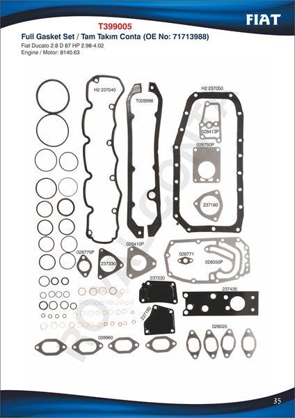 MOTOR TAKIM CONTA SİLİNDİR KAPAK CONTASI SİZ DUCATO 2.8 D 98-02