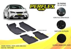 PERFLEX 3D X-MAT HAVUZLU PASPAS ÇEŞİTLERİ SİYAH SEAT LEON 2006-2012 3D X-MAT 5 PCS