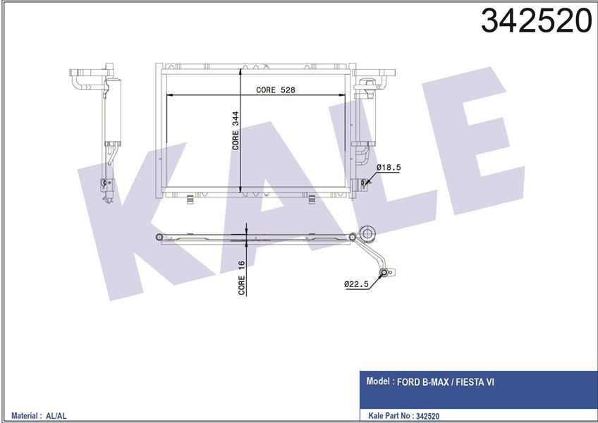 KLIMA RADYATORU FIESTA VI 1.25 16V 1.4TDCI 1.4 16V 1.6 16V 08 B MAX 1.5TDCI 1.6TCI 12