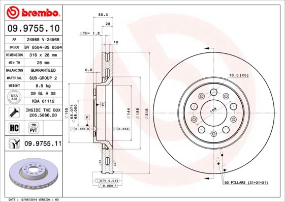 ON FREN DISK AYNA VOLVO S60 1 2.0 T -2.4 00 10 V70 2 2.4 05 08 XC90 1 D3 / D5 09 14