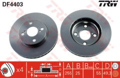 ÖN FREN AYNASI COROLLA 1.4-1.6-1.8 VVT-i 01/02 255x25x4DLxHAVALI