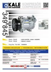 KLIMA KOMPRESORU DACIA LOGAN 04 SANDERO 08 DUSTER 10 1.4 K7J 1.5dCi K9K 1.6 K4M 12V 6 KANAL 124MM