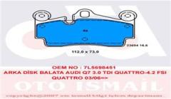 ARKA BALATA AUDI Q7 3.0 TDI 3.6 4.2 FSI 6.0TDİ 06 10 TOUAREG 02 CAYENNE 955 02 07