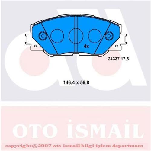 TB2942-ÖN BALATA AURIS 1.4D-1.4-1.8 1.6VVTI-2.0D-2.2D 07 12 RAV4 3 2.0VVTİ 06 12 2.2D-4D 06