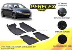 PERFLEX 3D X-MAT HAVUZLU PASPAS ÇEŞİTLERİ SİYAH VOLKSWAGEN GOLF PLUS 2005-2014 3D X-MAT 5 PCS