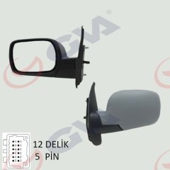 DIŞ DİKİZ AYNASI SOL KANGOO 08 ELEKTRİKLİ ISITMALI ASTARLI KONVEKS 5 FİŞ VM-6131EHPL