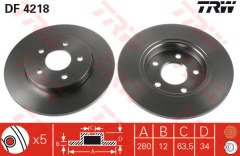 ARKA FREN AYNASI MONDEO 3 1.8-2.0-2.2 11.00/08.07 JAGUAR XTYPE 06.01 280x12x5DL