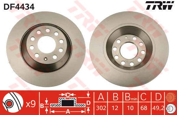 ARKA FREN AYNASI AUDI A6 4B.C5 3.0 QUATTRO 07/04 A6 4F2 2.0 TDI 07/04 302x11.7x9DL