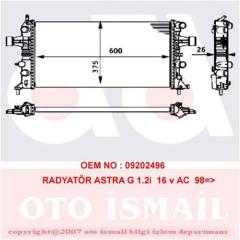 RADYATÖR ASTRA G 1.2 16V AC MEKANİK 600x377x23