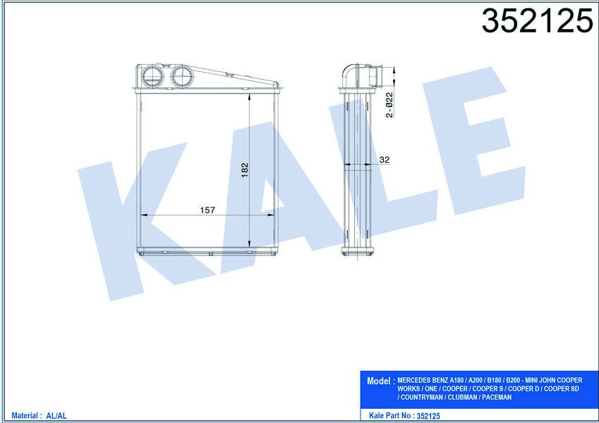 KALORIFER RADYATORU MERCEDES W169 W245 . MINI R55 R56 R60
