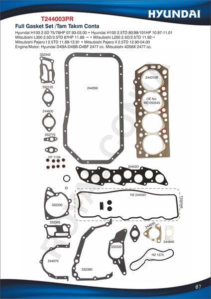 MOTOR TAKIM CONTA.SÜPER SUBAP KEÇELİ L300-H100