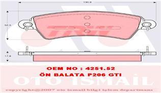 ÖN BALATA P206 1.6 16V GTI CC 00 306 94/01 XSARA 97/00