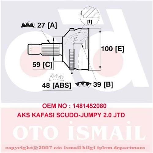 x AKS KAFASI DIŞ SCUDO-JUMPY 2.0 JTD 99 ABS Lİ