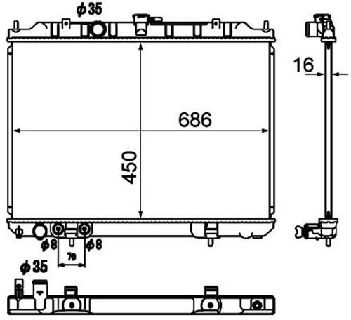 RADYATÖR BRAZİNG NISSAN XTRAIL T30 01 450x688x16