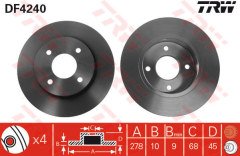 ARKA FREN AYNASI NISSAN PRIMERA P11/WP11 96 02 278x10x4DELİK